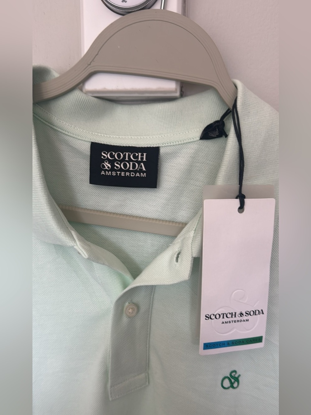 Scotch & Soda Pale Mint Green Polo Shirt NEW - Picture 2 of 7